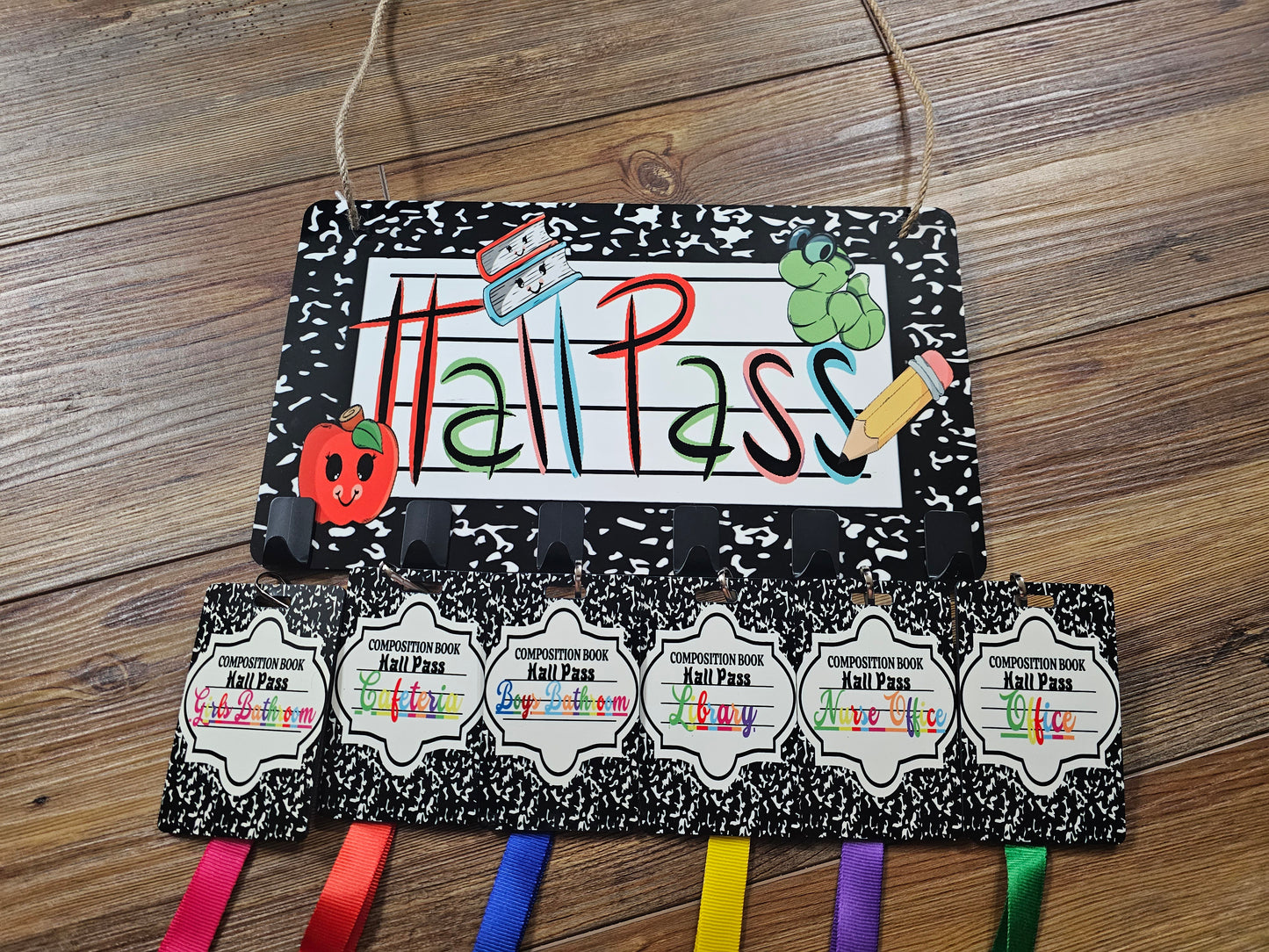 Hall Pass Holder w/6 Hall Passes