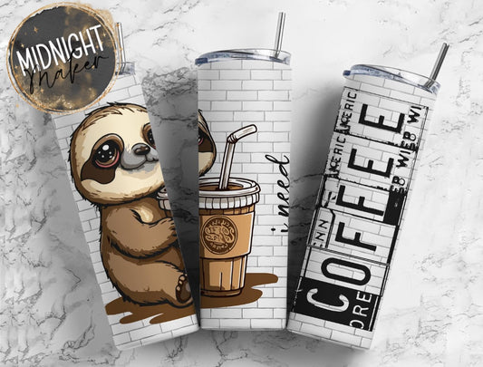 Sloth I Need Coffee