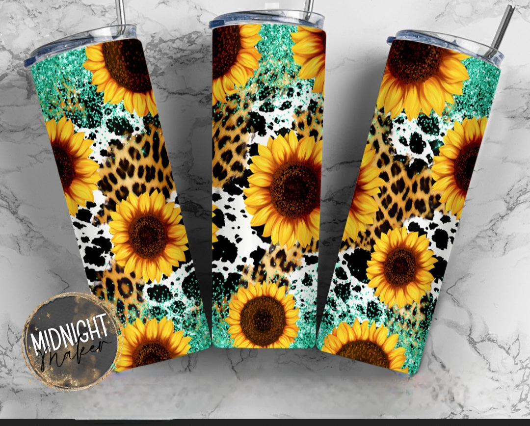 Leopard Teal Sunflower